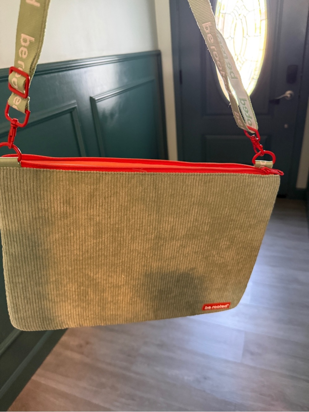 Be Rooted Sage Green Corduroy Laptop Bag 13” Work Bag or School Bag